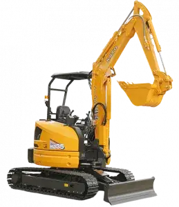 a yellow construction kato equipment with a black background