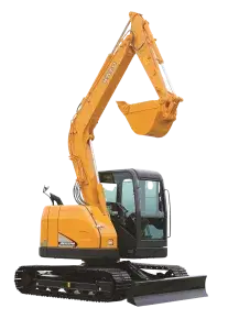 a yellow construction kato excavator
